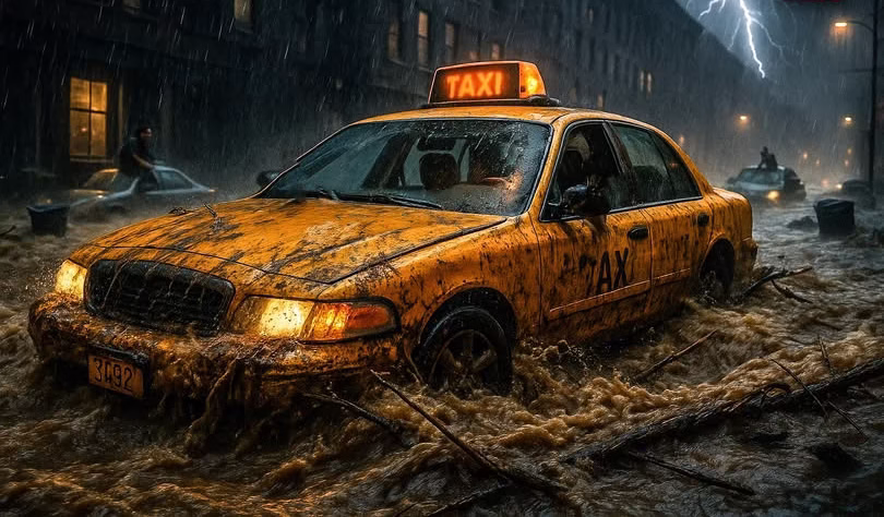 Horreur ! Un Taxi VTC emporté par les eaux sous la pluie